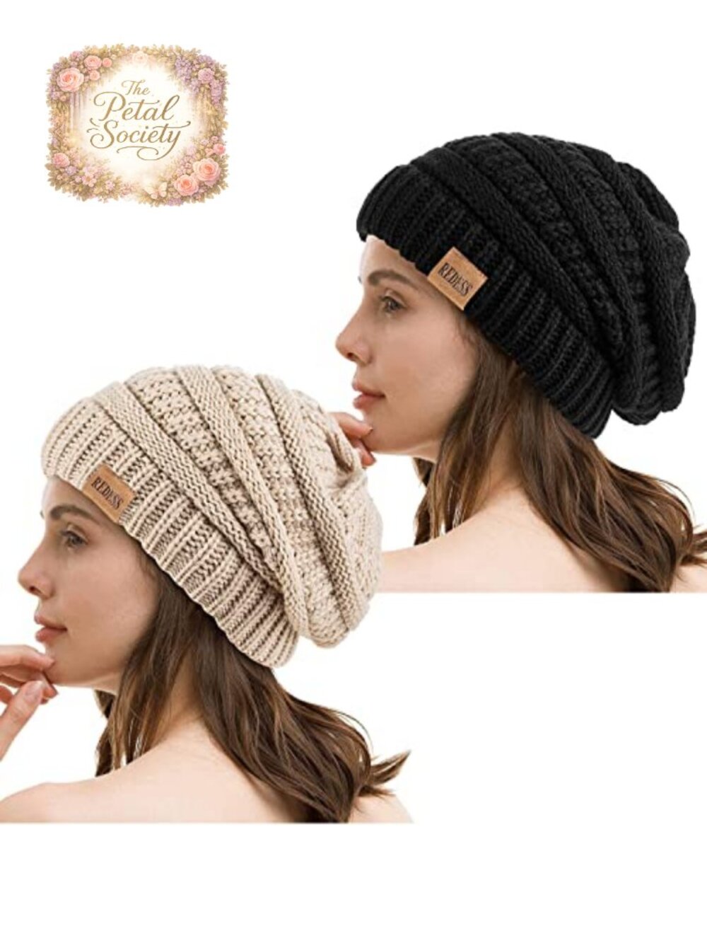 Chunky Cable Knit Slouchy Beanie Winter Warm Oversized Soft Cuffed Cap